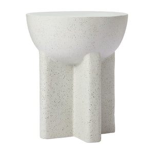 Homeroots 18" White Faux Stone Round Pedestal End Table - Modern Accent For Living Room, Entryway & Bedroom   556537