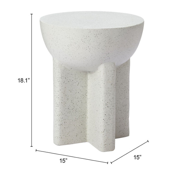 Homeroots 18" White Faux Stone Round Pedestal End Table - Modern Accent For Living Room, Entryway & Bedroom   556537