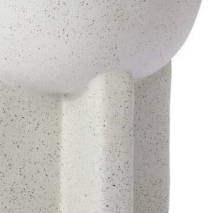 Homeroots 18" White Faux Stone Round Pedestal End Table - Modern Accent For Living Room, Entryway & Bedroom   556537