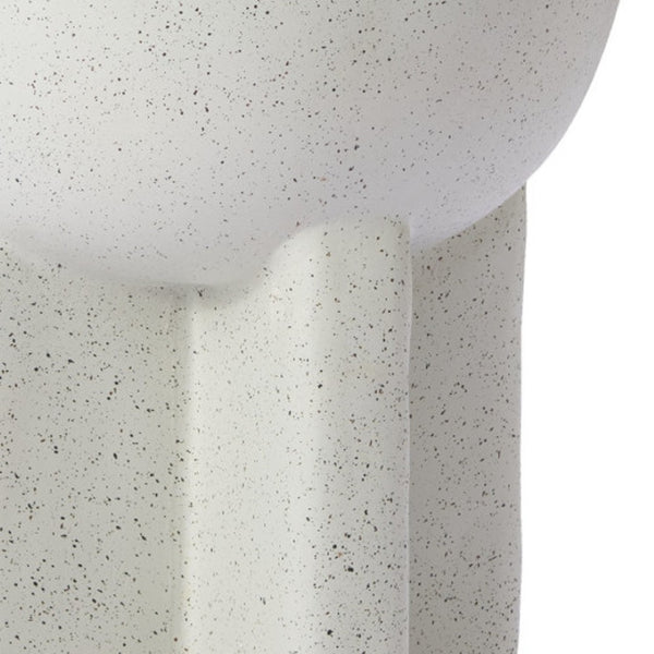 Homeroots 18" White Faux Stone Round Pedestal End Table - Modern Accent For Living Room, Entryway & Bedroom   556537