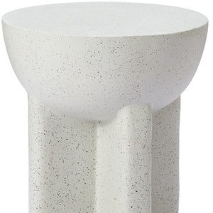 Homeroots 18" White Faux Stone Round Pedestal End Table - Modern Accent For Living Room, Entryway & Bedroom   556537