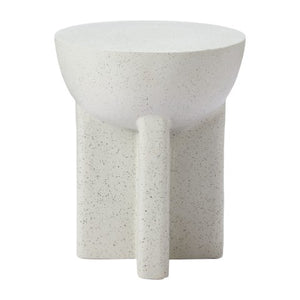 Homeroots 18" White Faux Stone Round Pedestal End Table - Modern Accent For Living Room, Entryway & Bedroom   556537