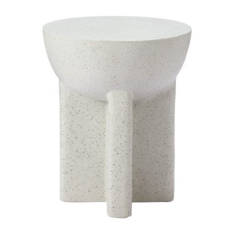 Homeroots 18" White Faux Stone Round Pedestal End Table - Modern Accent For Living Room, Entryway & Bedroom   556537