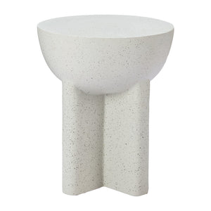 Homeroots 18" White Faux Stone Round Pedestal End Table - Modern Accent For Living Room, Entryway & Bedroom   556537