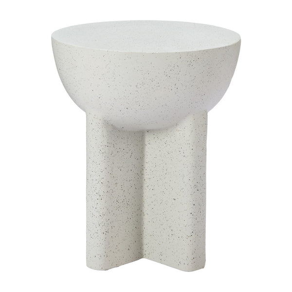 Homeroots 18" White Faux Stone Round Pedestal End Table - Modern Accent For Living Room, Entryway & Bedroom   556537