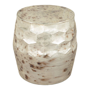 HomeRoots 22" Beige Iron Round Block End Table - Stylish & Versatile Accent for Living Room, Bedroom & More 556540