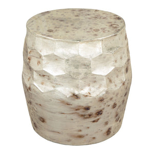 HomeRoots 22" Beige Iron Round Block End Table - Stylish & Versatile Accent for Living Room, Bedroom & More 556540