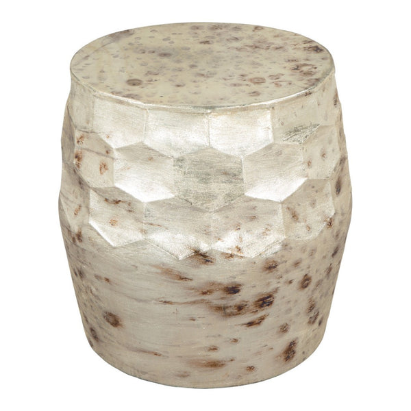 HomeRoots 22" Beige Iron Round Block End Table - Stylish & Versatile Accent for Living Room, Bedroom & More 556540