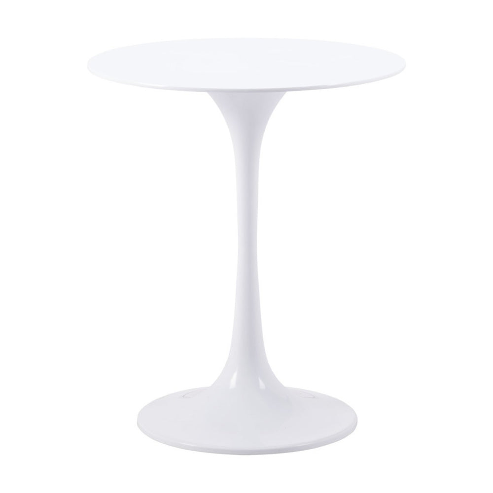 HomeRoots 23" White Steel Round Pedestal End Table – Modern, Durable & Versatile Accent for Any Living Space 556541