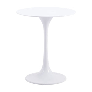 HomeRoots 23" White Steel Round Pedestal End Table – Modern, Durable & Versatile Accent for Any Living Space 556541