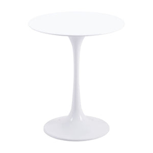 HomeRoots 23" White Steel Round Pedestal End Table – Modern, Durable & Versatile Accent for Any Living Space 556541