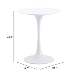 HomeRoots 23" White Steel Round Pedestal End Table – Modern, Durable & Versatile Accent for Any Living Space 556541