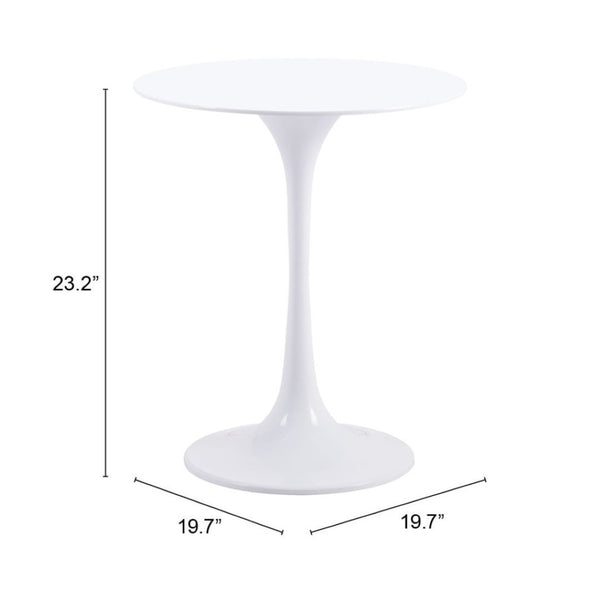 HomeRoots 23" White Steel Round Pedestal End Table – Modern, Durable & Versatile Accent for Any Living Space 556541