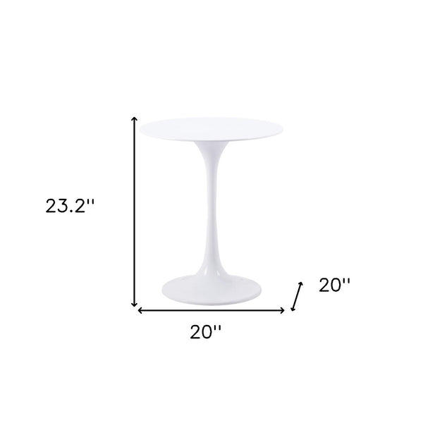 HomeRoots 23" White Steel Round Pedestal End Table – Modern, Durable & Versatile Accent for Any Living Space 556541