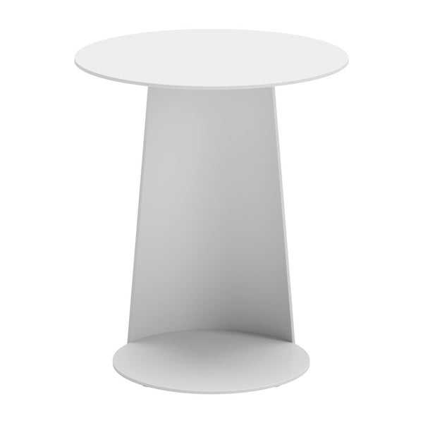 Homeroots 16" Elegant White Aluminum Rounded Outdoor Side Table - Perfect For Summer Gatherings & Relaxation!   556544