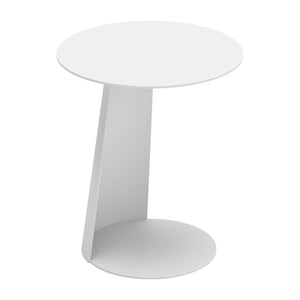 Homeroots 16" Elegant White Aluminum Rounded Outdoor Side Table - Perfect For Summer Gatherings & Relaxation!   556544