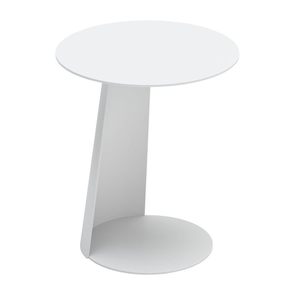 Homeroots 16" Elegant White Aluminum Rounded Outdoor Side Table - Perfect For Summer Gatherings & Relaxation!   556544