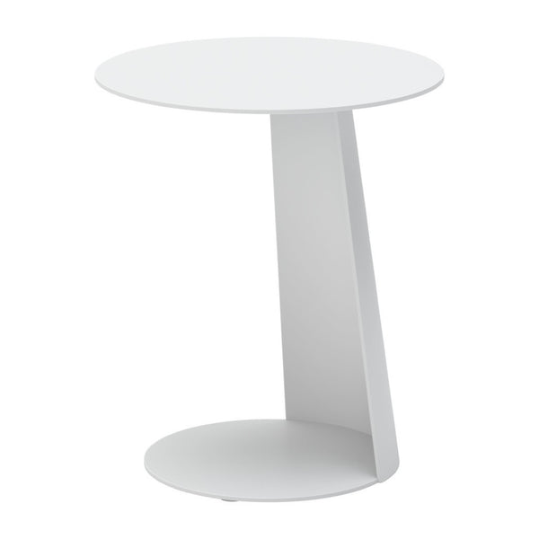 Homeroots 16" Elegant White Aluminum Rounded Outdoor Side Table - Perfect For Summer Gatherings & Relaxation!   556544