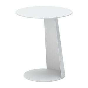 Homeroots 16" Elegant White Aluminum Rounded Outdoor Side Table - Perfect For Summer Gatherings & Relaxation!   556544