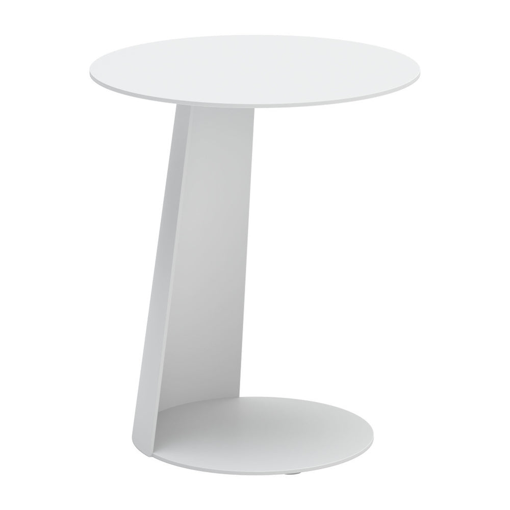 Homeroots 16" Elegant White Aluminum Rounded Outdoor Side Table - Perfect For Summer Gatherings & Relaxation!   556544