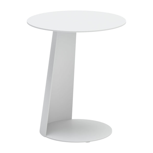 Homeroots 16" Elegant White Aluminum Rounded Outdoor Side Table - Perfect For Summer Gatherings & Relaxation!   556544