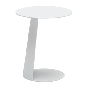 Homeroots 16" Elegant White Aluminum Rounded Outdoor Side Table - Perfect For Summer Gatherings & Relaxation!   556544