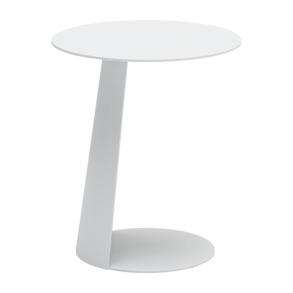 Homeroots 16" Elegant White Aluminum Rounded Outdoor Side Table - Perfect For Summer Gatherings & Relaxation!   556544