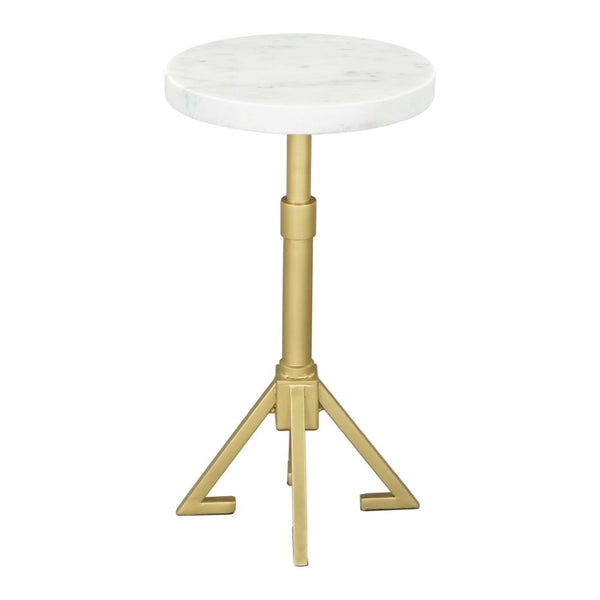 HomeRoots 22" Elegant White Marble and Gold Iron Round End Table - Chic Design for Modern Living Spaces 556546