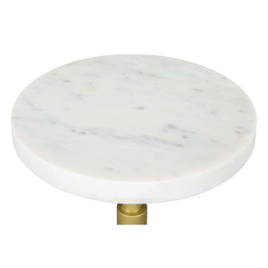HomeRoots 22" Elegant White Marble and Gold Iron Round End Table - Chic Design for Modern Living Spaces 556546