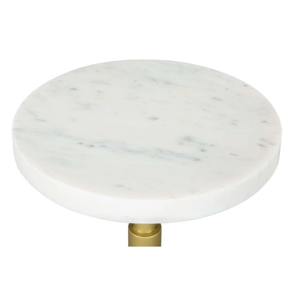 HomeRoots 22" Elegant White Marble and Gold Iron Round End Table - Chic Design for Modern Living Spaces 556546
