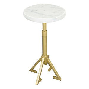 HomeRoots 22" Elegant White Marble and Gold Iron Round End Table - Chic Design for Modern Living Spaces 556546
