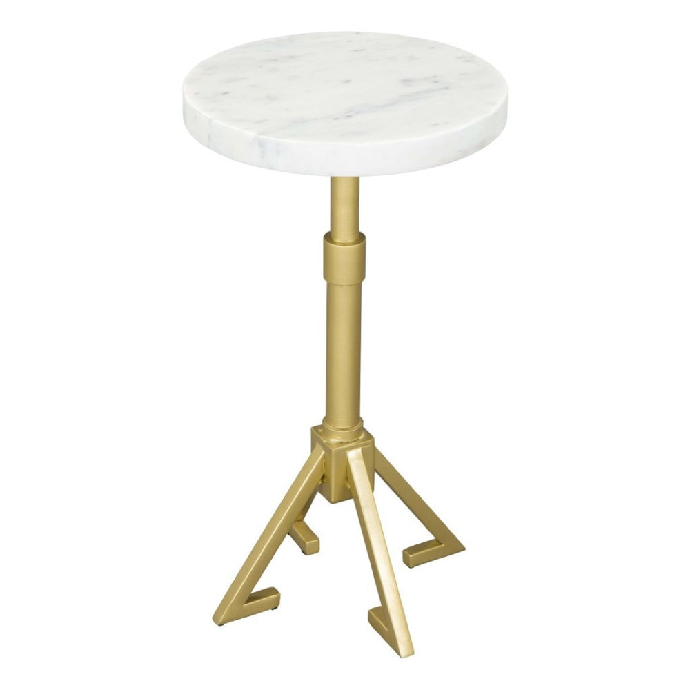HomeRoots 22" Elegant White Marble and Gold Iron Round End Table - Chic Design for Modern Living Spaces 556546