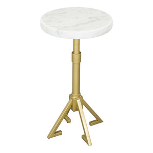 HomeRoots 22" Elegant White Marble and Gold Iron Round End Table - Chic Design for Modern Living Spaces 556546