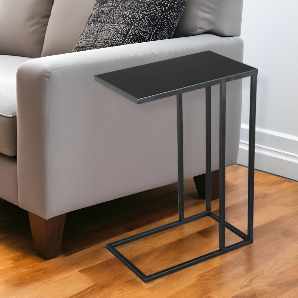 HomeRoots 24" Black Iron Abstract End Table – Chic Sculptural Accent for Modern Living Rooms & Small Spaces 556549