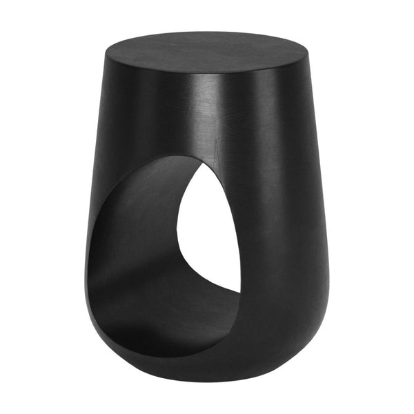 HomeRoots 18" Solid Mango Wood Round End Table - Modern Geometric Design, Black Finish, Fully Assembled Accent Piece 556550