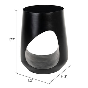 HomeRoots 18" Solid Mango Wood Round End Table - Modern Geometric Design, Black Finish, Fully Assembled Accent Piece 556550