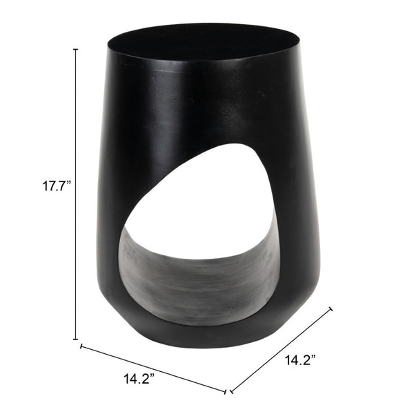 HomeRoots 18" Solid Mango Wood Round End Table - Modern Geometric Design, Black Finish, Fully Assembled Accent Piece 556550