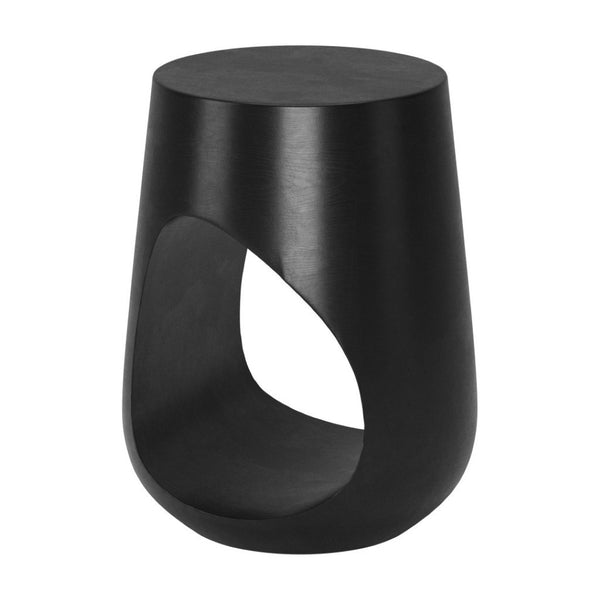 HomeRoots 18" Solid Mango Wood Round End Table - Modern Geometric Design, Black Finish, Fully Assembled Accent Piece 556550
