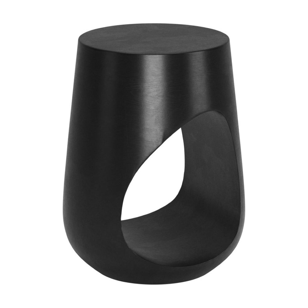 HomeRoots 18" Solid Mango Wood Round End Table - Modern Geometric Design, Black Finish, Fully Assembled Accent Piece 556550