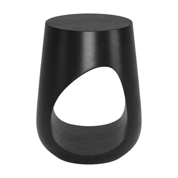 HomeRoots 18" Solid Mango Wood Round End Table - Modern Geometric Design, Black Finish, Fully Assembled Accent Piece 556550