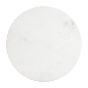 HomeRoots 20" Elegant White Marble and Solid Wood Round Pedestal Table – Vintage Distressed Accent Piece 556551