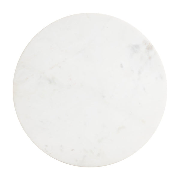 HomeRoots 20" Elegant White Marble and Solid Wood Round Pedestal Table – Vintage Distressed Accent Piece 556551