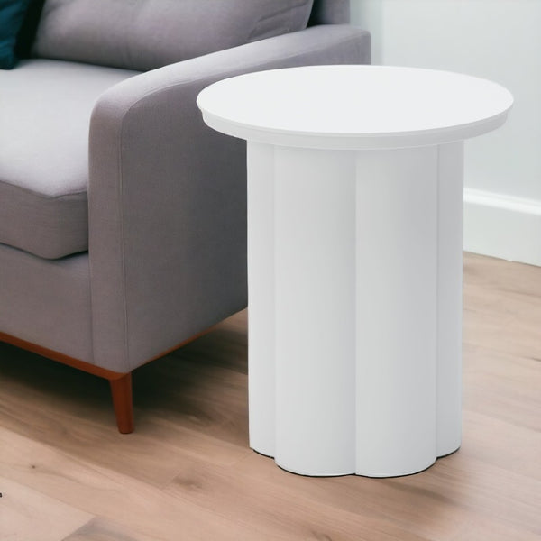 HomeRoots 19" Modern White Aluminum Round Pedestal End Table – Stylish, Compact Design for Small Spaces & Versatile Use 556552