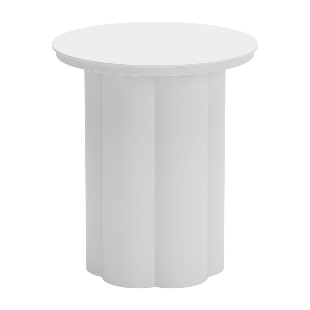 Homeroots 19" White Aluminum Round Pedestal End Table - Stylish Accent For Living Room Or Bedroom Décor   556552