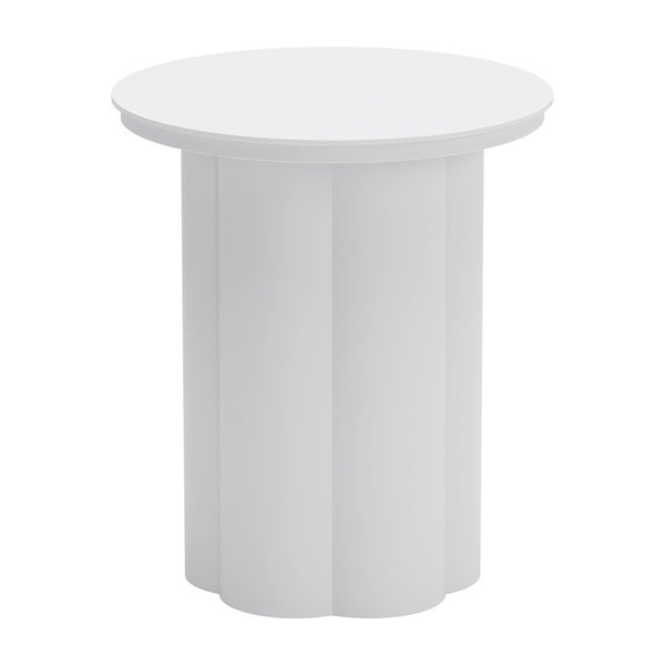 Homeroots 19" White Aluminum Round Pedestal End Table - Stylish Accent For Living Room Or Bedroom Décor   556552