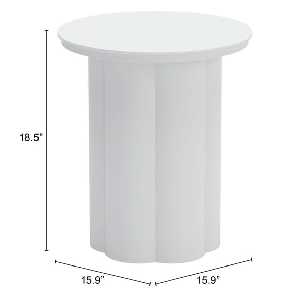Homeroots 19" White Aluminum Round Pedestal End Table - Stylish Accent For Living Room Or Bedroom Décor   556552