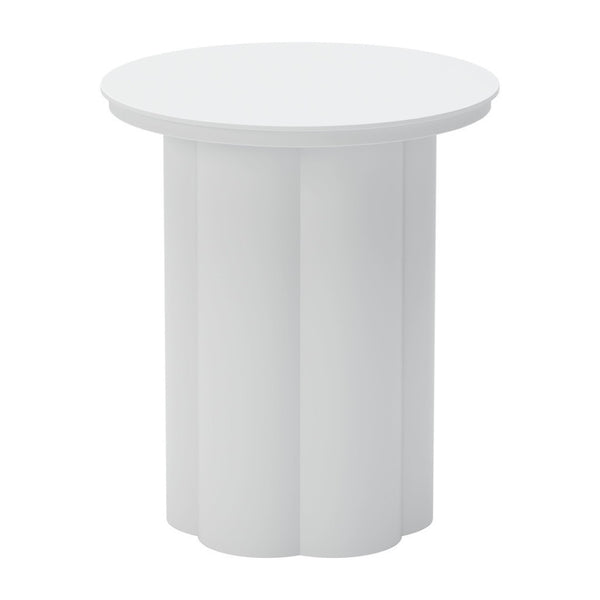 Homeroots 19" White Aluminum Round Pedestal End Table - Stylish Accent For Living Room Or Bedroom Décor   556552