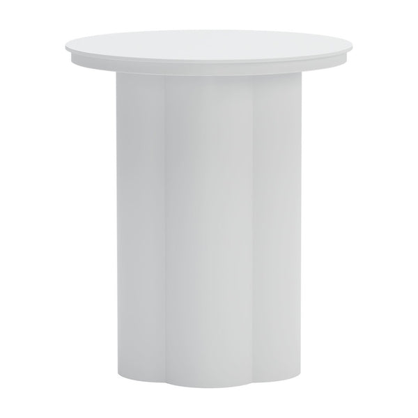 Homeroots 19" White Aluminum Round Pedestal End Table - Stylish Accent For Living Room Or Bedroom Décor   556552