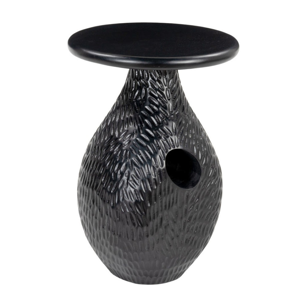 HomeRoots 20" Black Solid Wood Round Pedestal End Table - Elegant, Versatile Accent for Living Spaces & More 556555