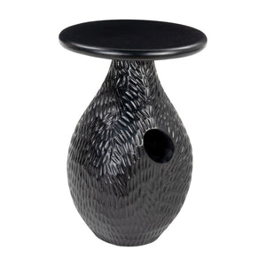 HomeRoots 20" Black Solid Wood Round Pedestal End Table - Elegant, Versatile Accent for Living Spaces & More 556555